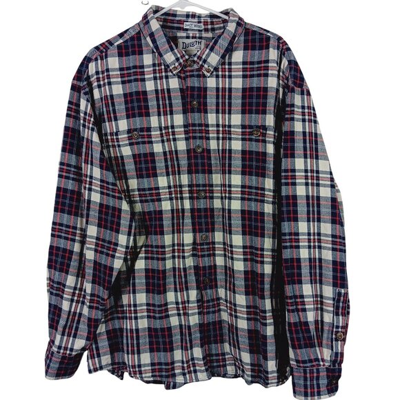 Duluth Mens Untucked Relaxed Fit 3XL Plaid Long Sleeve Flannel Shirt 100% Cotton - Picture 1 of 6